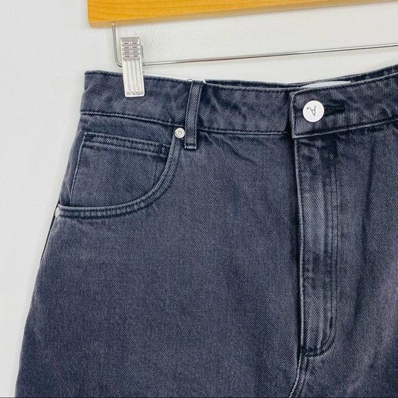 Abrand Womens A-Line Denim Skirt Black Raw Hem Size 12 30 NWT - Picture 2 of 7
